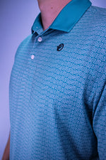 Teal patterned quality polo. Helps get your golf waggles out