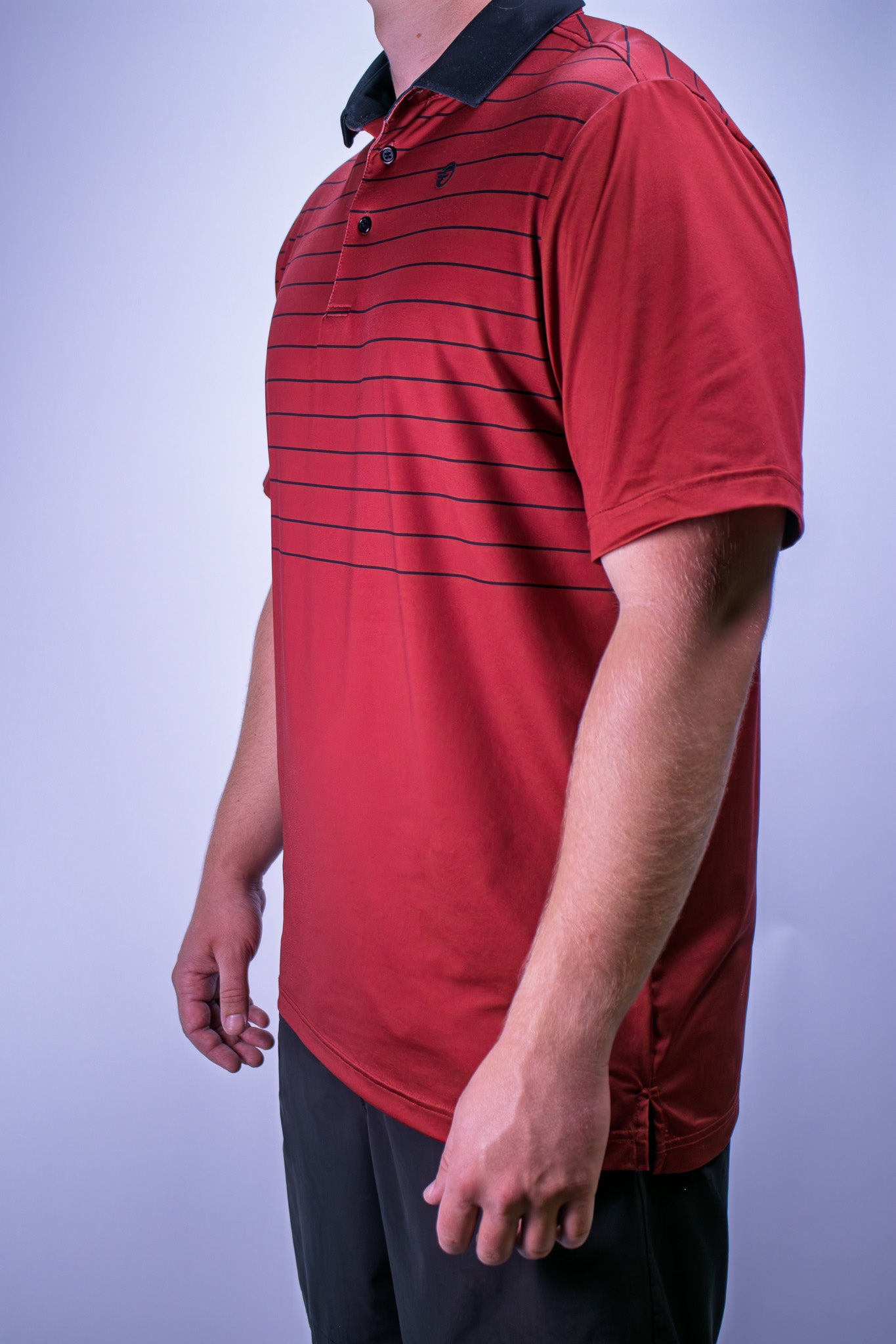 Premium red with black stripes golf polo