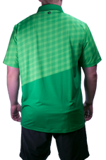 Green checkered polo shirt on a white background